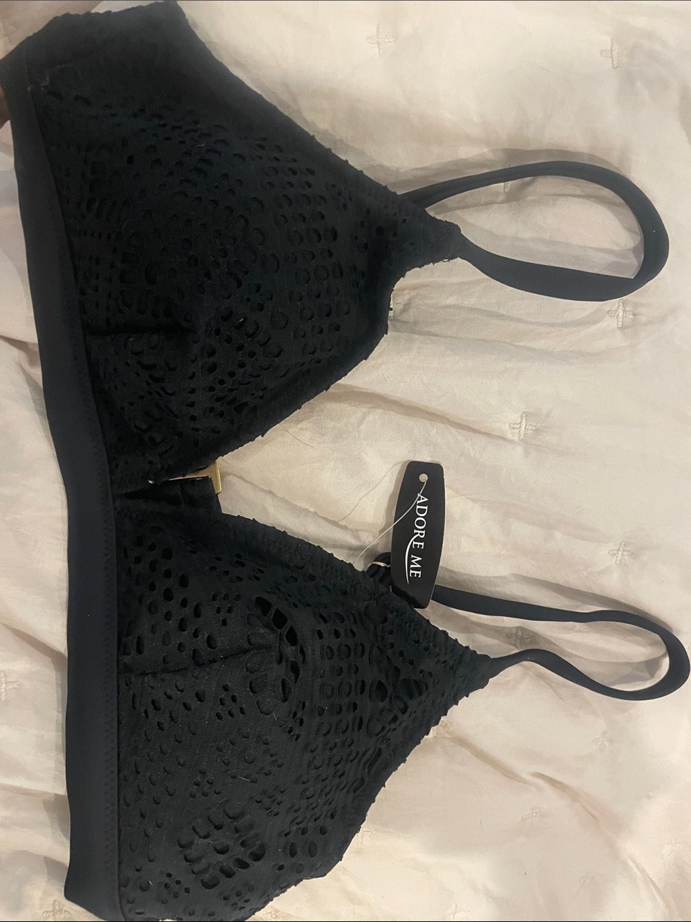 Adore Me Black Eyelet Triangle Bralette